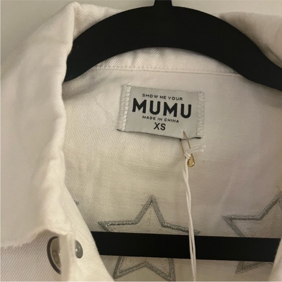 Show Me Your Mumu CRAZY IN LOVE White Fringe Tassel Embellished Denim Jacket - Picture 9 of 9